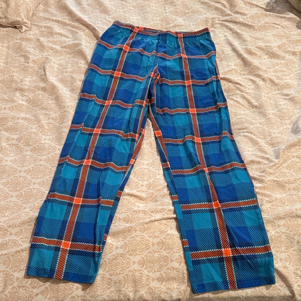 Blue and Orange Plaid Pajama Pants